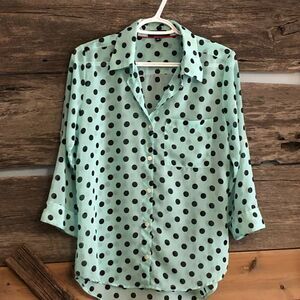 ECLIPSE size small sheer polka dot blouse